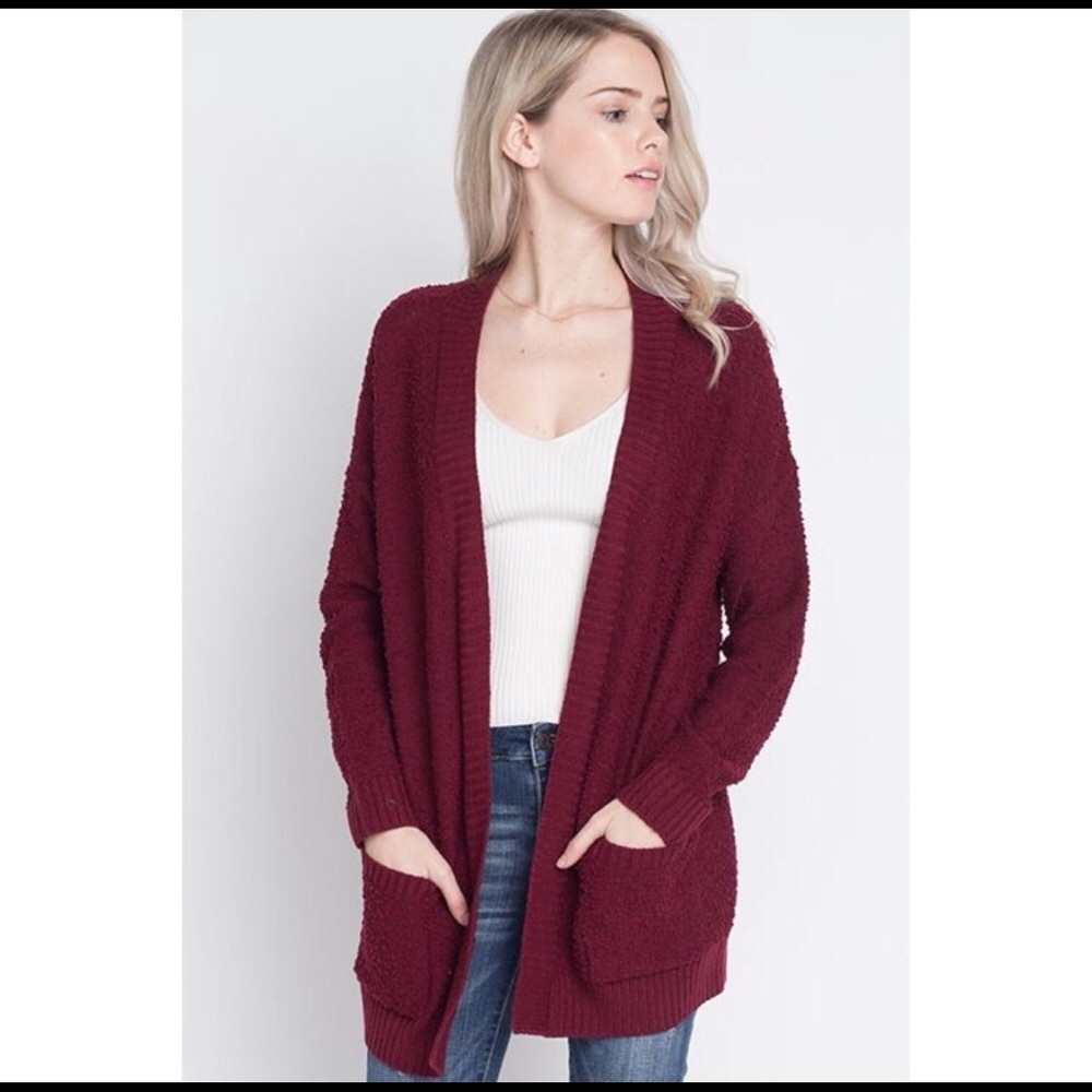⚡️FLASH SALE⚡️ NEW Burgundy Fuzzy Cardigan Sweater